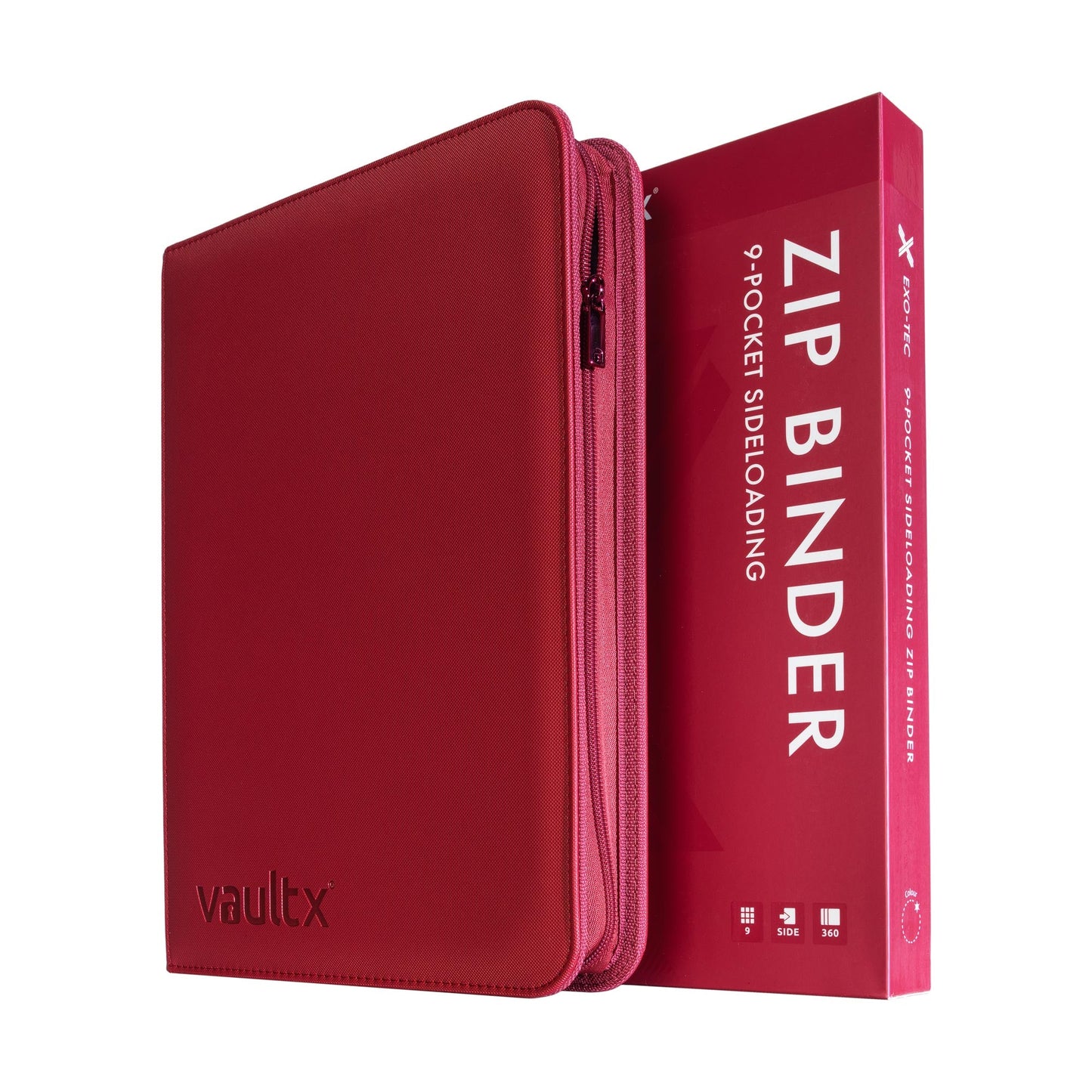 9-Pocket Exo-Tec® Zip Binder Metallic Red